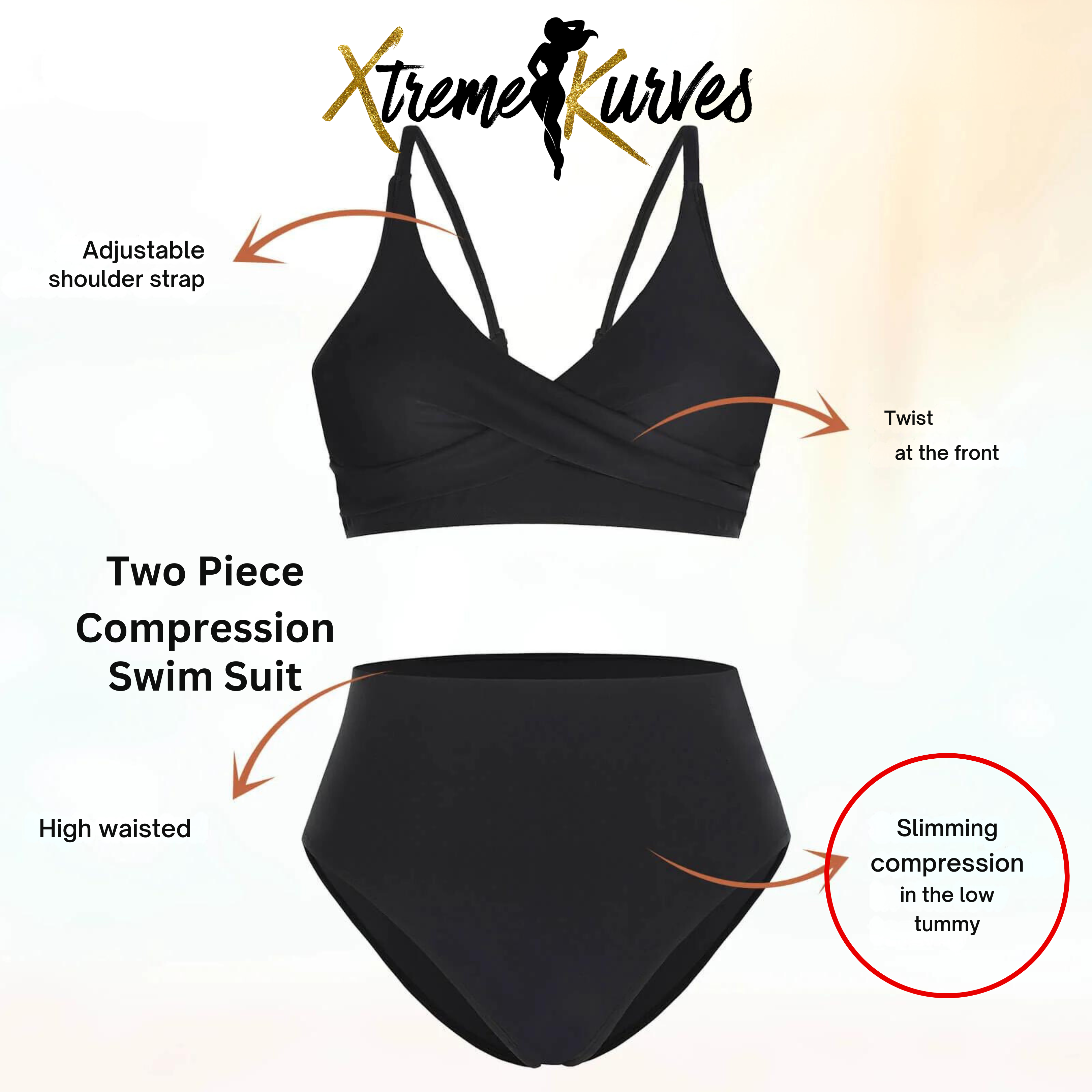 Two Piece Compression Bottom Swim Suit