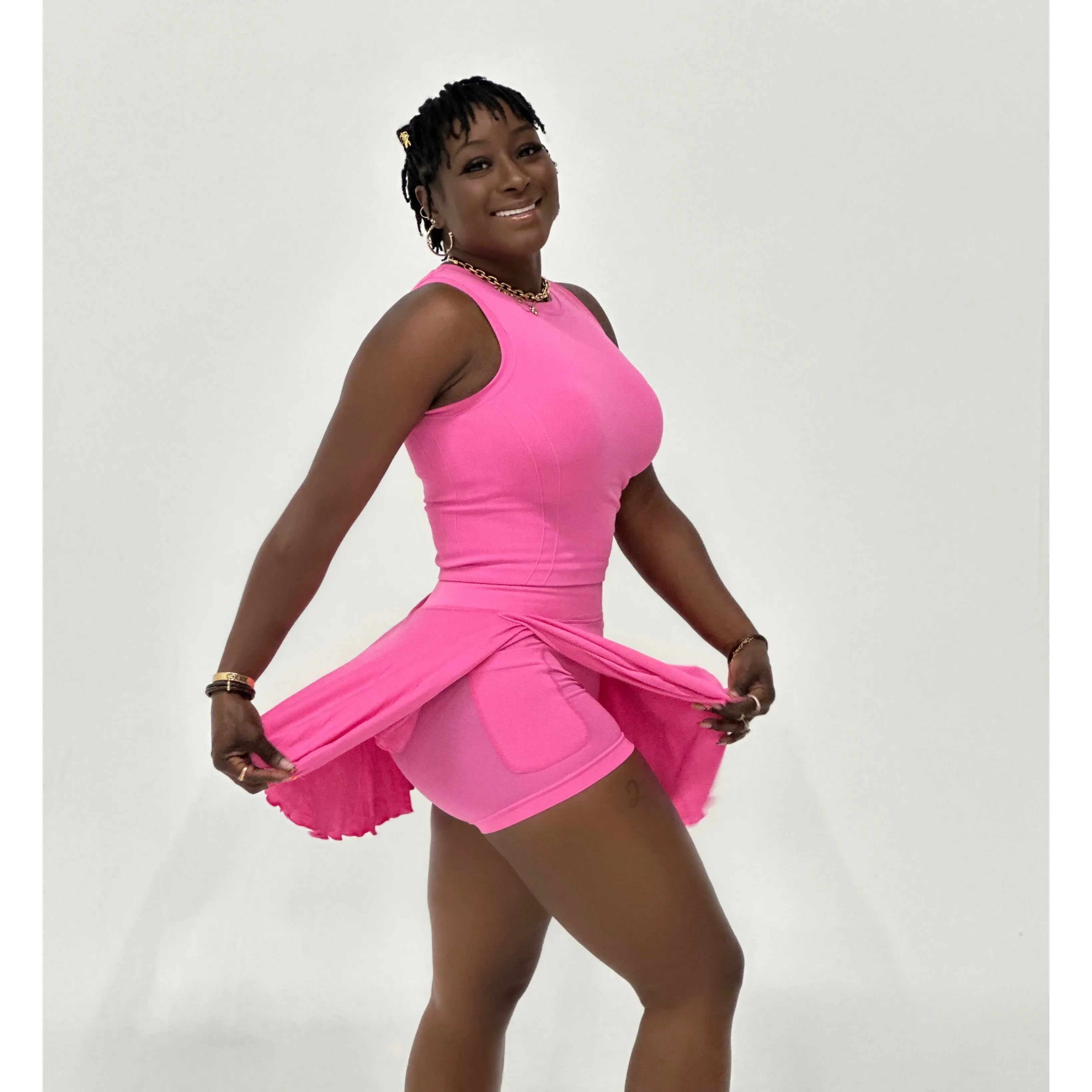 XK Pink 2 piece High Waist Compression Set