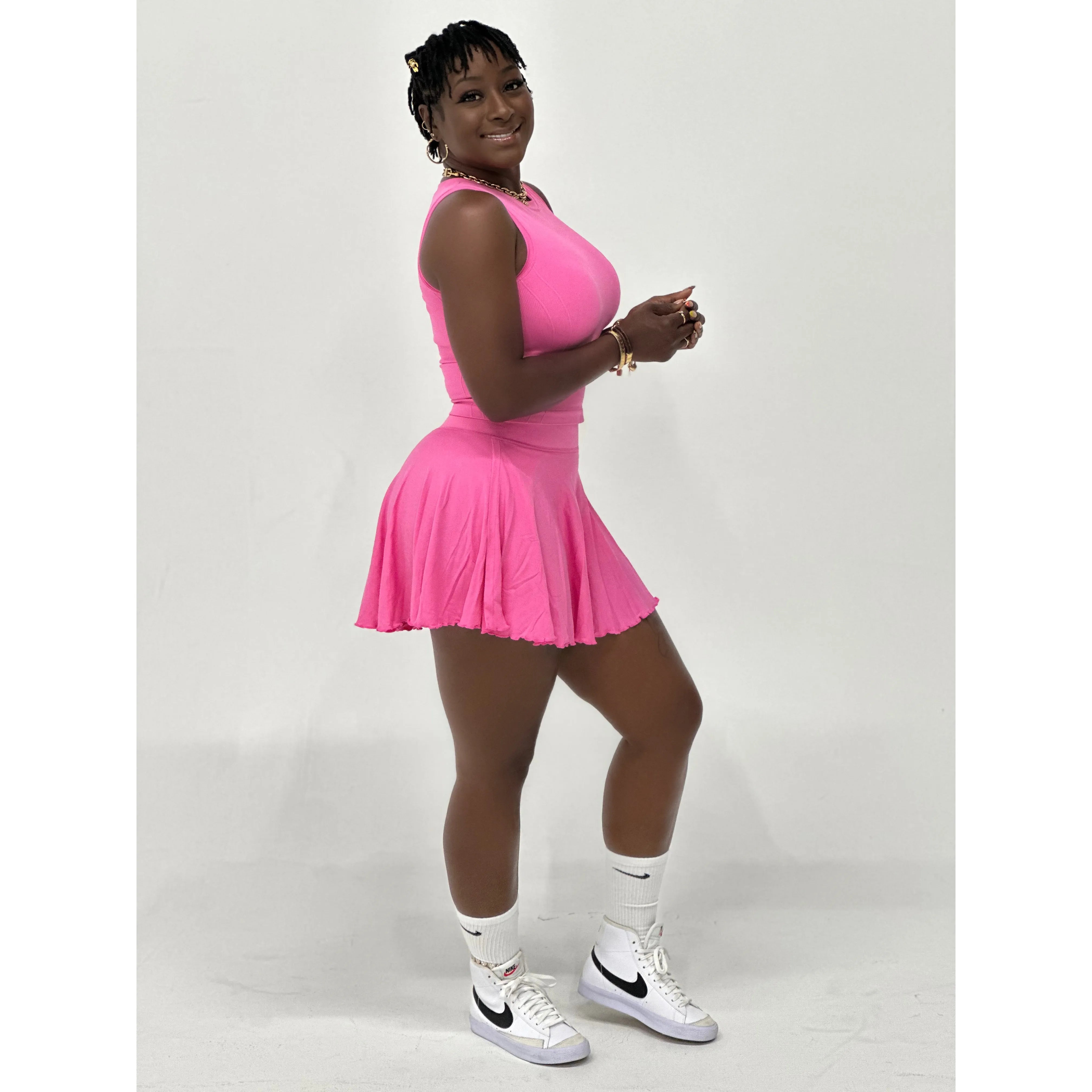 XK Pink 2 piece High Waist Compression Set