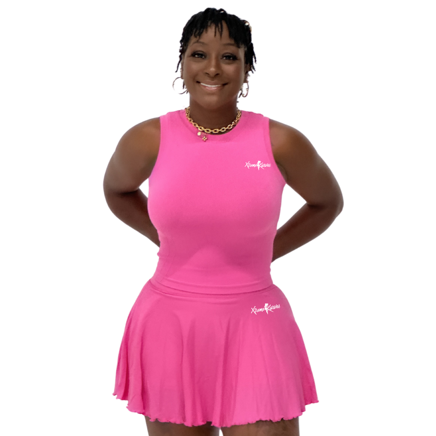 XK Pink 2 piece High Waist Compression Set